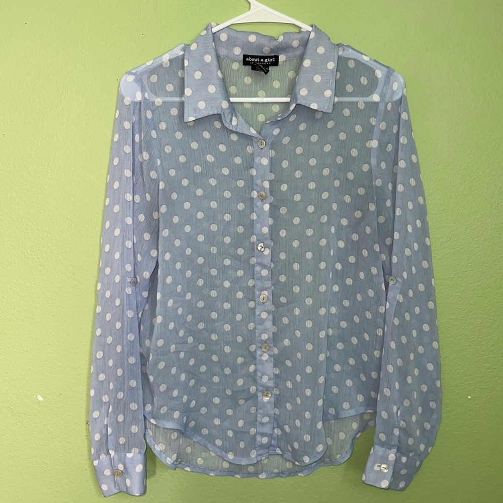 Sheer Polka Dote Blouse